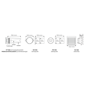 Korvausilmaventtiili Velco VT-100 Mökkiventtiili