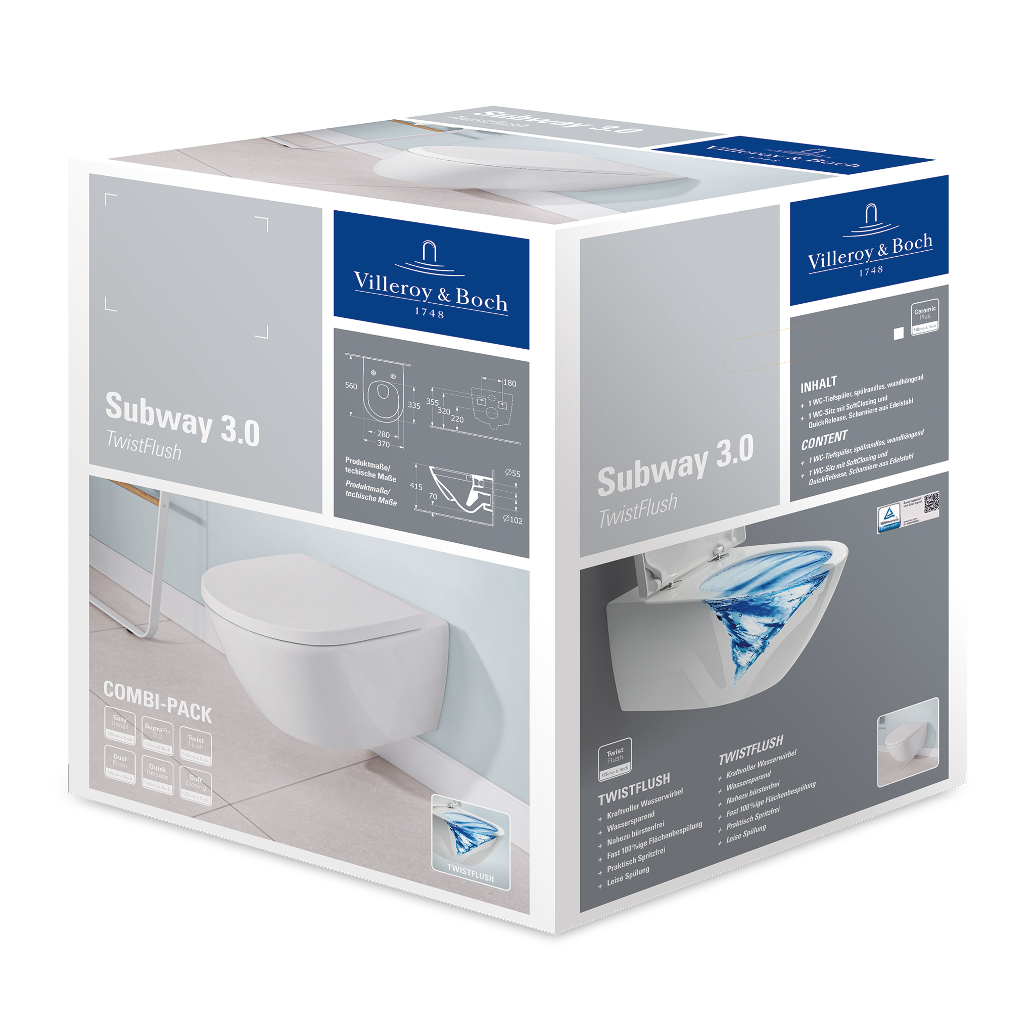 Seinä-WC VILLEROY & BOCH SUBWAY 3.0 TWISTFLUSH SC/QR C+