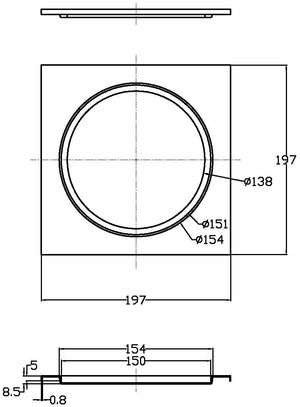 Neliökansi Onnline Matta 197x197mm 32mm Reiällä RST