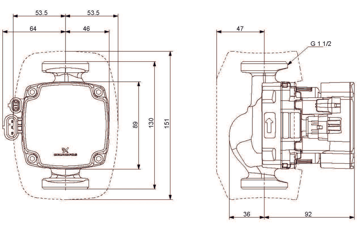 Lämpöjohtopumppu Grundfos ALPHA2 GO 25-60 130 220-240V 9