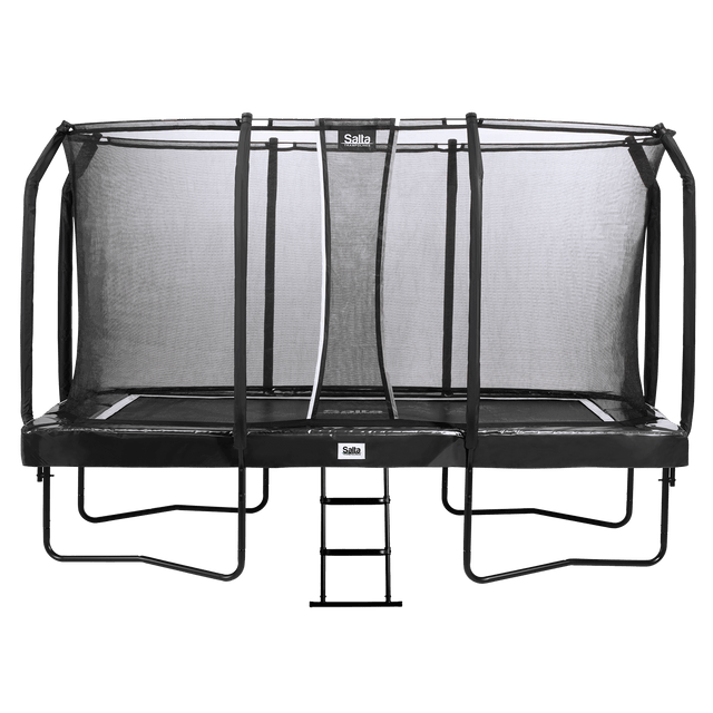First Class - trampoliiini, suorakaide 427 x 244 cm, musta, mukana portaat ja suojaverkko Salta - KarelianStore