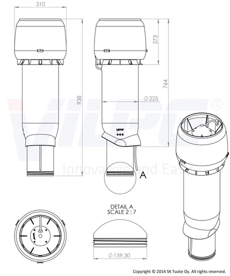 Huippuimuri Vilpe E220P - 160 - 700 Harmaa - KarelianStore