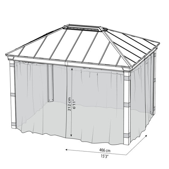 Hyttysverkkosetti, 4 verhoa, sopii 4,2 x 4,8 m Dallas - paviljonkiin - KarelianStore