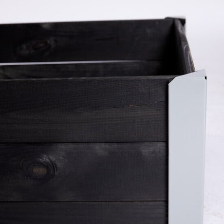 Istutuslaatikko, maalattua puuta, musta, metallikulmilla 33 x 93 x 53 HORTUS - KarelianStore