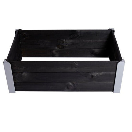 Istutuslaatikko, maalattua puuta, musta, metallikulmilla 33 x 93 x 53 HORTUS - KarelianStore