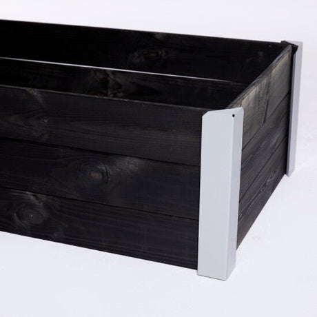 Istutuslaatikko, maalattua puuta, musta, metallikulmilla 33 x 93 x 53 HORTUS - KarelianStore