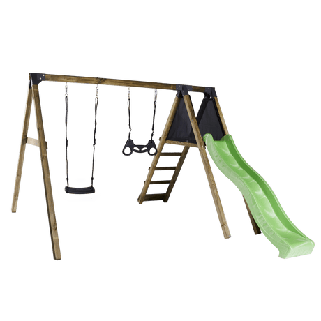 Keinuteline kiipeilymoduulilla, vihreä liukumäki, keinuistun ja trapetsikeinu NORDIC PLAY Active - KarelianStore