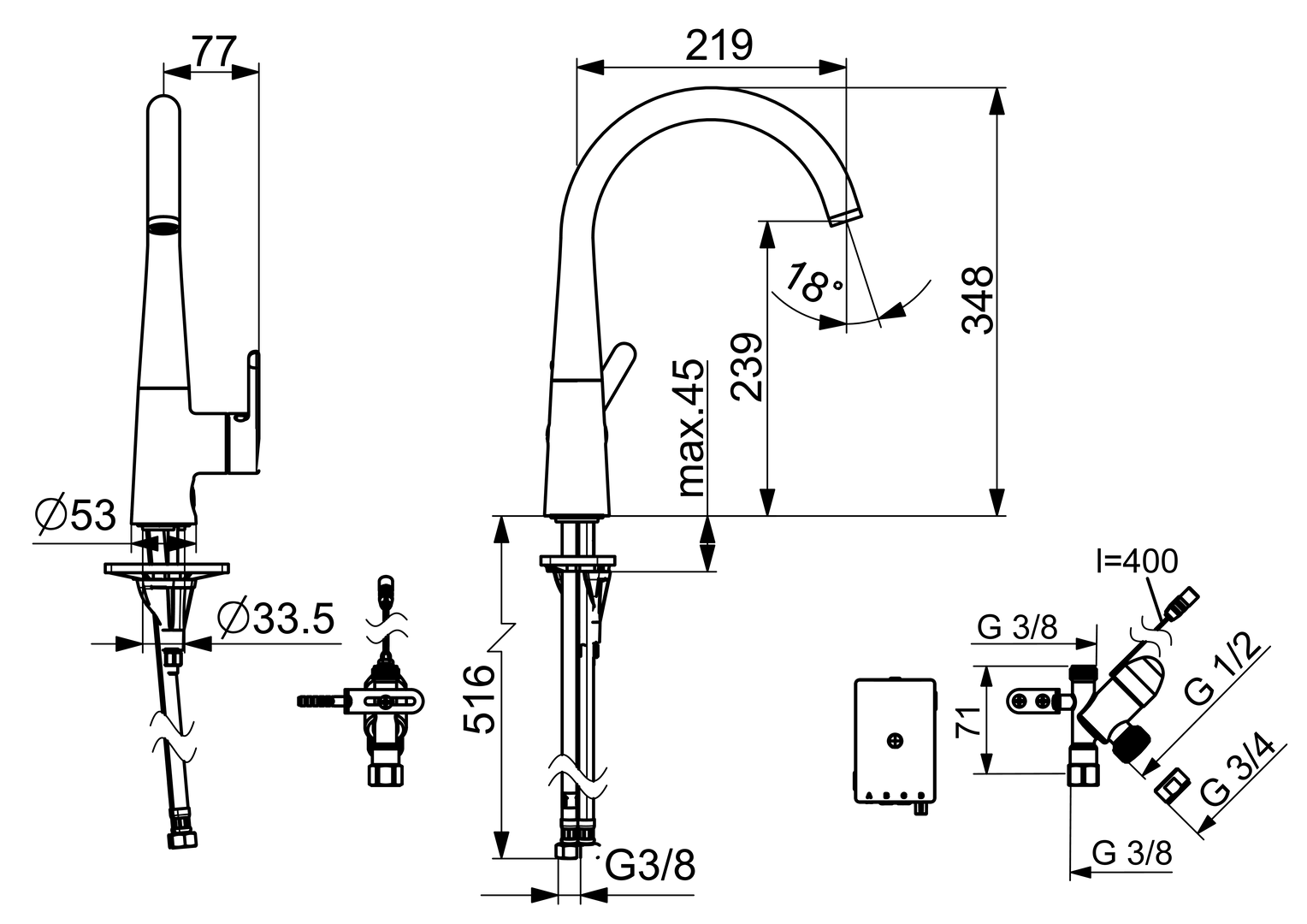 Keittiöhana Oras Inspera 3035F - 81 Pronssi PKV 3V - KarelianStore