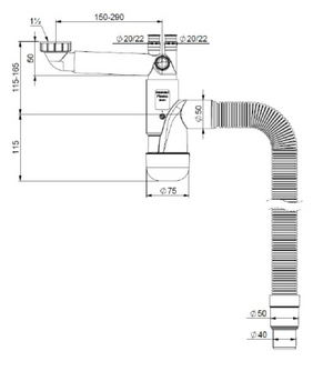 Keittiövesilukko Prevex Flexloc 1 - altainen 1 1/2 - KarelianStore