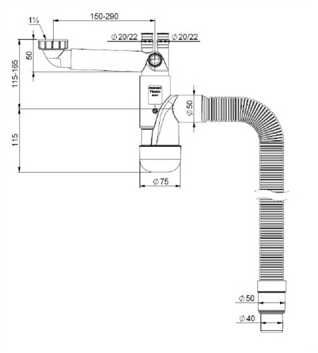 Keittiövesilukko Prevex Flexloc 1 - altainen 1 1/2 - KarelianStore