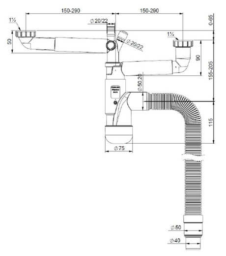 Keittiövesilukko Prevex Flexloc 2 - altainen 1 1/2 - KarelianStore
