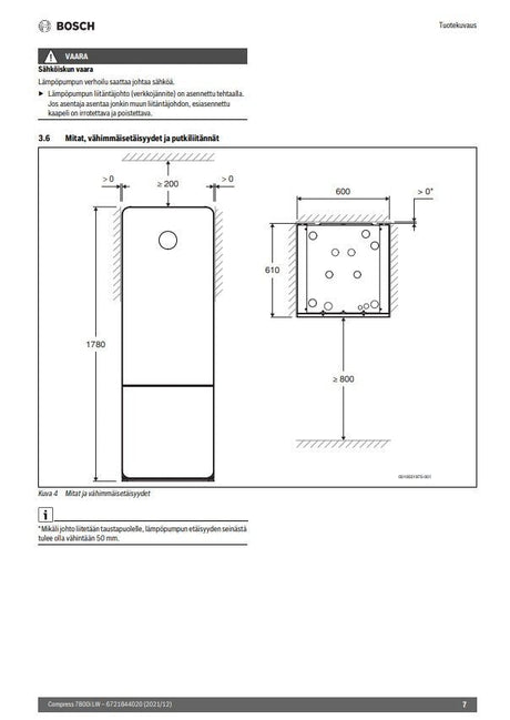 Lämpöpumppu BOSCH COMPRESS CS7800iLW 8 M - KarelianStore