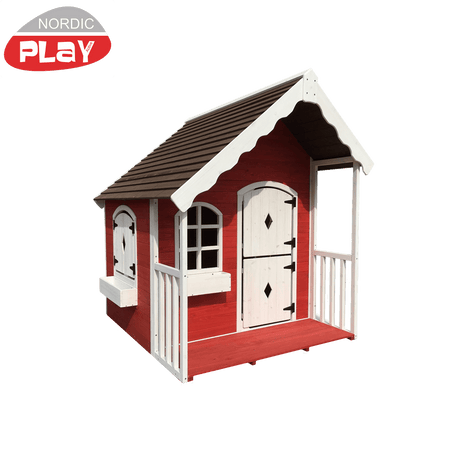 Leikkimökki verannalla, punainen/valkoinen NORDIC PLAY - KarelianStore