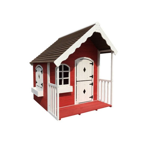 Leikkimökki verannalla, punainen/valkoinen NORDIC PLAY - KarelianStore