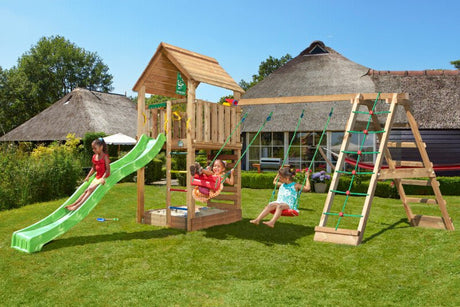 Leikkitorni Jungle Gym Cabin 2.1 ja 2 - Climb Module 220 ja vihreä liukumäki - KarelianStore
