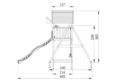 Leikkitorni Jungle Gym Cabin 2.1 ja 2 - Climb Module 220, liukumäki ja 120 kg hiekkaa - KarelianStore