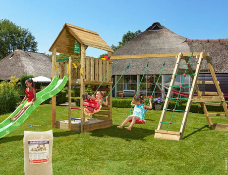 Leikkitorni Jungle Gym Cabin 2.1 ja 2 - Climb Module 220, liukumäki ja 120 kg hiekkaa - KarelianStore
