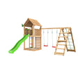 Leikkitorni Jungle Gym Cabin 2.1 ja 2 - Climb Module 220, vihreä liukumäki ja 120 kg hiekkaa - KarelianStore