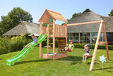 Leikkitorni Jungle Gym Cabin 2.1 ja 2 - Swing Module 220 ja vihreä liukumäki - KarelianStore