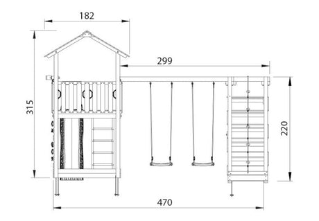 Leikkitorni Jungle Gym Chalet 2.1 ja 2 - Climb Module 220, liukumäki ja 120 kg hiekkaa - KarelianStore