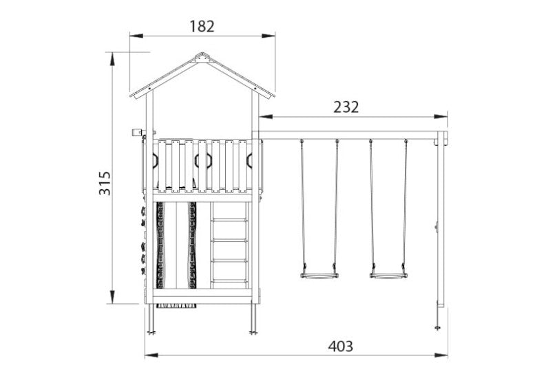 Leikkitorni Jungle Gym Chalet 2.1 ja 2 - Swing Module 220 ja 120 kg hiekkaa - KarelianStore