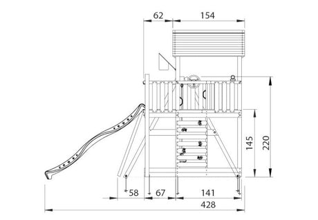 Leikkitorni Jungle Gym Chalet 2.1 ja 2 - Swing Module 220 ja 120 kg hiekkaa - KarelianStore
