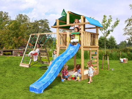Leikkitorni Jungle Gym Fort 2.1 ja Climb Module sekä sininen liukumäki - KarelianStore