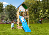 Leikkitorni Jungle Gym Lodge 2.1 ja sininen liukumäki - KarelianStore