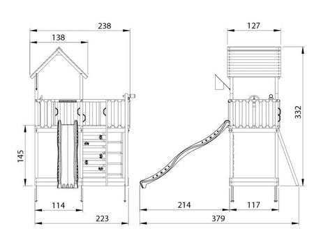 Leikkitorni Jungle Gym Mansion 2.1 ilman liukumäkeä - KarelianStore