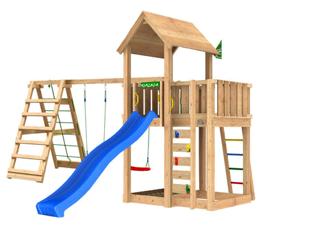 Leikkitorni Jungle Gym Mansion 2.1 ja 2 - Climb Module 220 ja sininen liukumäki - KarelianStore