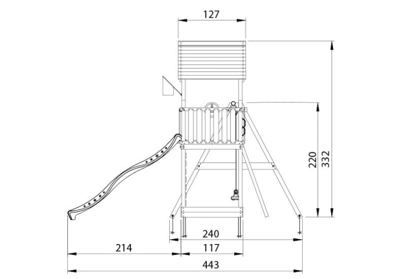 Leikkitorni Jungle Gym Mansion 2.1 ja 2 - Climb Module 220, vihreä liukumäki ja 120 kg hiekkaa - KarelianStore