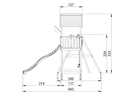 Leikkitorni Jungle Gym Mansion 2.1 ja 2 - Climb Module 220, vihreä liukumäki ja 120 kg hiekkaa - KarelianStore
