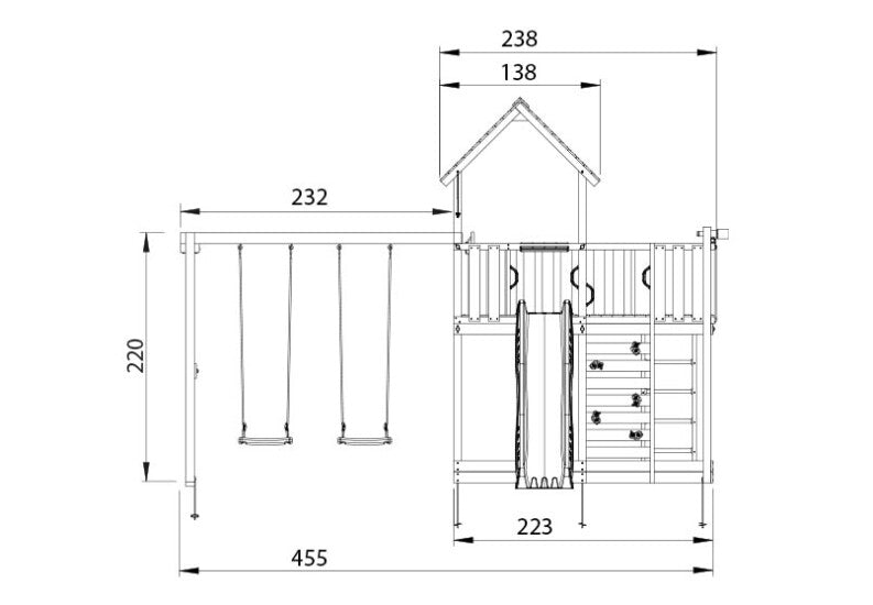 Leikkitorni Jungle Gym Mansion 2.1 ja 2 - Swing Module 220 ilman liukumäkeä - KarelianStore