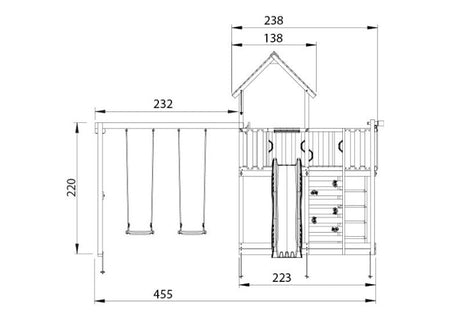 Leikkitorni Jungle Gym Mansion 2.1 ja 2 - Swing Module 220 ilman liukumäkeä - KarelianStore