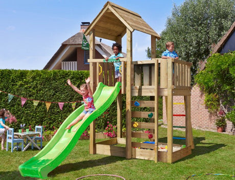 Leikkitorni Jungle Gym Mansion 2.1 ja vihreä liukumäki - KarelianStore