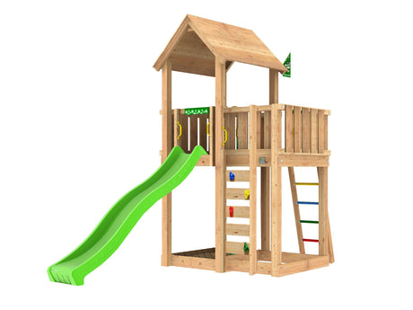 Leikkitorni Jungle Gym Mansion 2.1 ja vihreä liukumäki - KarelianStore