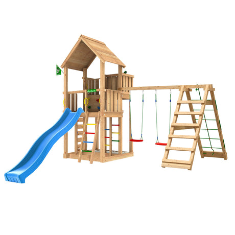 Leikkitorni Jungle Gym Palace 2.1, 2 - Climb Module 220 ja sininen liukumäki - KarelianStore