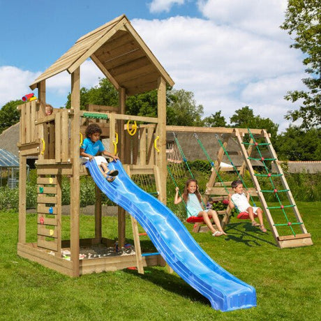 Leikkitorni Jungle Gym Palace 2.1, 2 - Climb Module 220, sininen liukumäki ja 120 kg hiekkaa - KarelianStore