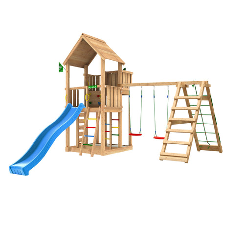 Leikkitorni Jungle Gym Palace 2.1, 2 - Climb Module 220, sininen liukumäki ja 120 kg hiekkaa - KarelianStore