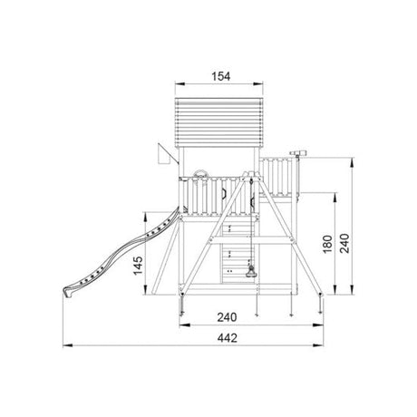 Leikkitorni Jungle Gym Palace 2.1, 2 - Swing Module 220, sininen liukumäki ja 120 kg hiekkaa - KarelianStore
