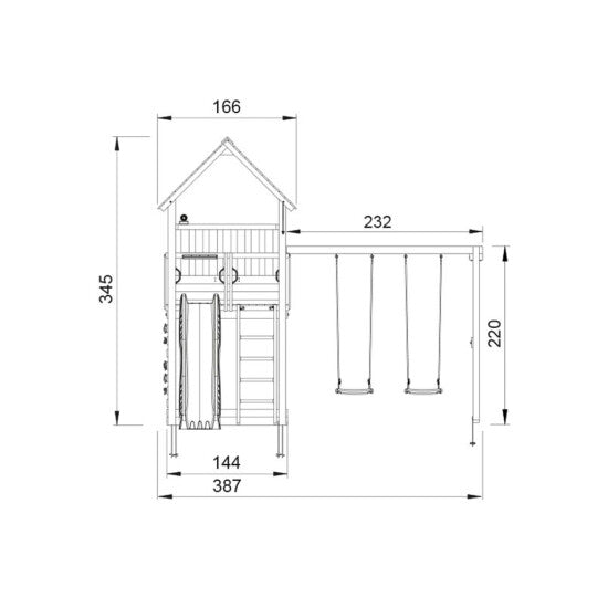 Leikkitorni Jungle Gym Palace 2.1, 2 - Swing Module 220, sininen liukumäki ja 120 kg hiekkaa - KarelianStore