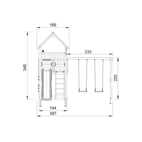 Leikkitorni Jungle Gym Palace 2.1, 2 - Swing Module 220, sininen liukumäki ja 120 kg hiekkaa - KarelianStore