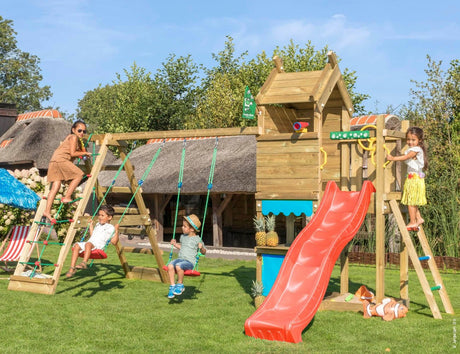 Leikkitorni Jungle Gym Resort, 2 - Climb Module 200 ja punainen liukumäki - KarelianStore