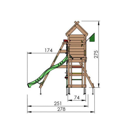 Leikkitorni Jungle Gym Resort, 2 - Climb Module 200 ja punainen liukumäki - KarelianStore