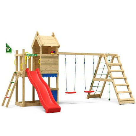 Leikkitorni Jungle Gym Resort, 2 - Climb Module 200 ja punainen liukumäki - KarelianStore