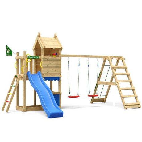 Leikkitorni Jungle Gym Resort, 2 - Climb Module 200 ja sininen liukumäki - KarelianStore