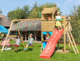 Leikkitorni Jungle Gym Resort, 2 - Swing Module 200 ja punainen liukumäki - KarelianStore