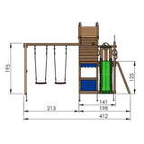 Leikkitorni Jungle Gym Resort, 2 - Swing Module 200 ja punainen liukumäki - KarelianStore