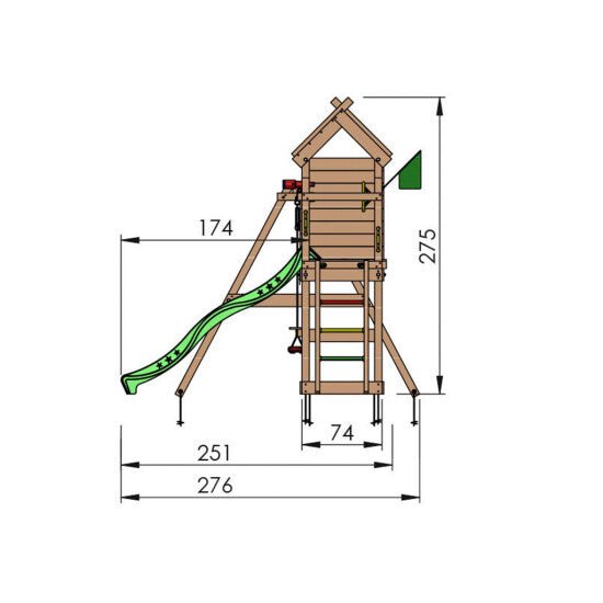 Leikkitorni Jungle Gym Resort, 2 - Swing Module 200 ja punainen liukumäki - KarelianStore