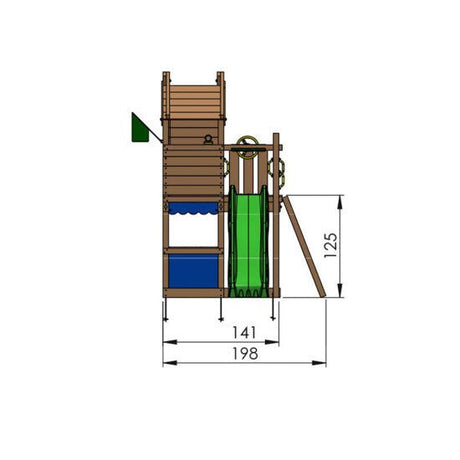 Leikkitorni Jungle Gym Resort, punainen liukumäki - KarelianStore